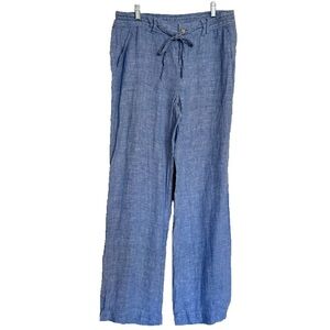 INC International Concepts Linen Pants Size 8 Blue Straight Leg
